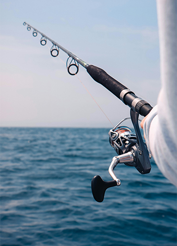 person fishing off the side of a fishing charter